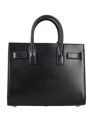 SAINT LAURENT Elegant Mini Leather Handbag with Accordion Sides and Detachable Strap