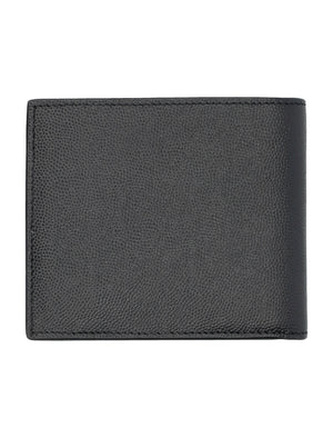 SAINT LAURENT Luxury Mini Leather Wallet with Coin Pocket - 3.7" x 4.5" x 0.6"