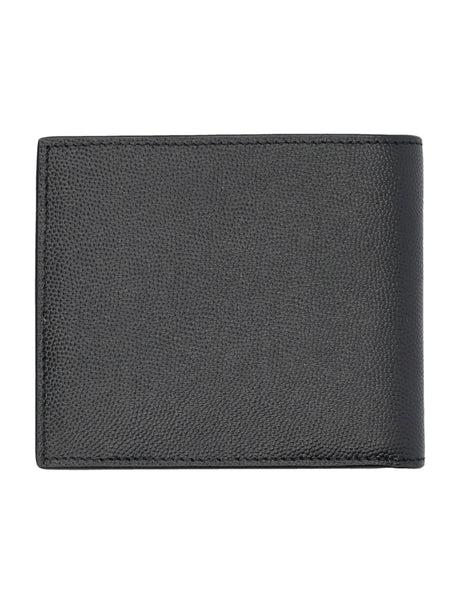 SAINT LAURENT Luxury Mini Leather Wallet with Coin Pocket - 3.7" x 4.5" x 0.6"