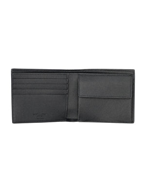 SAINT LAURENT Luxury Mini Leather Wallet with Coin Pocket - 3.7" x 4.5" x 0.6"