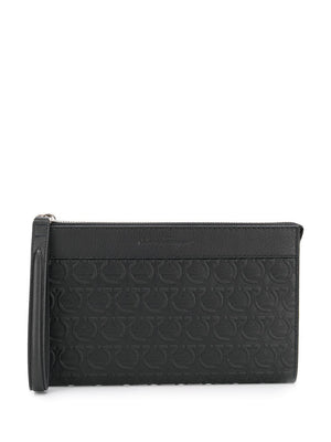 FERRAGAMO Gancini Hook Embossed Leather Pouch for Men