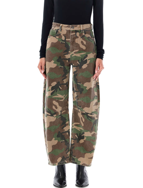 SEROYA NYC Mid Rise Camo Denim Barrel-Leg Jeans - Size 26