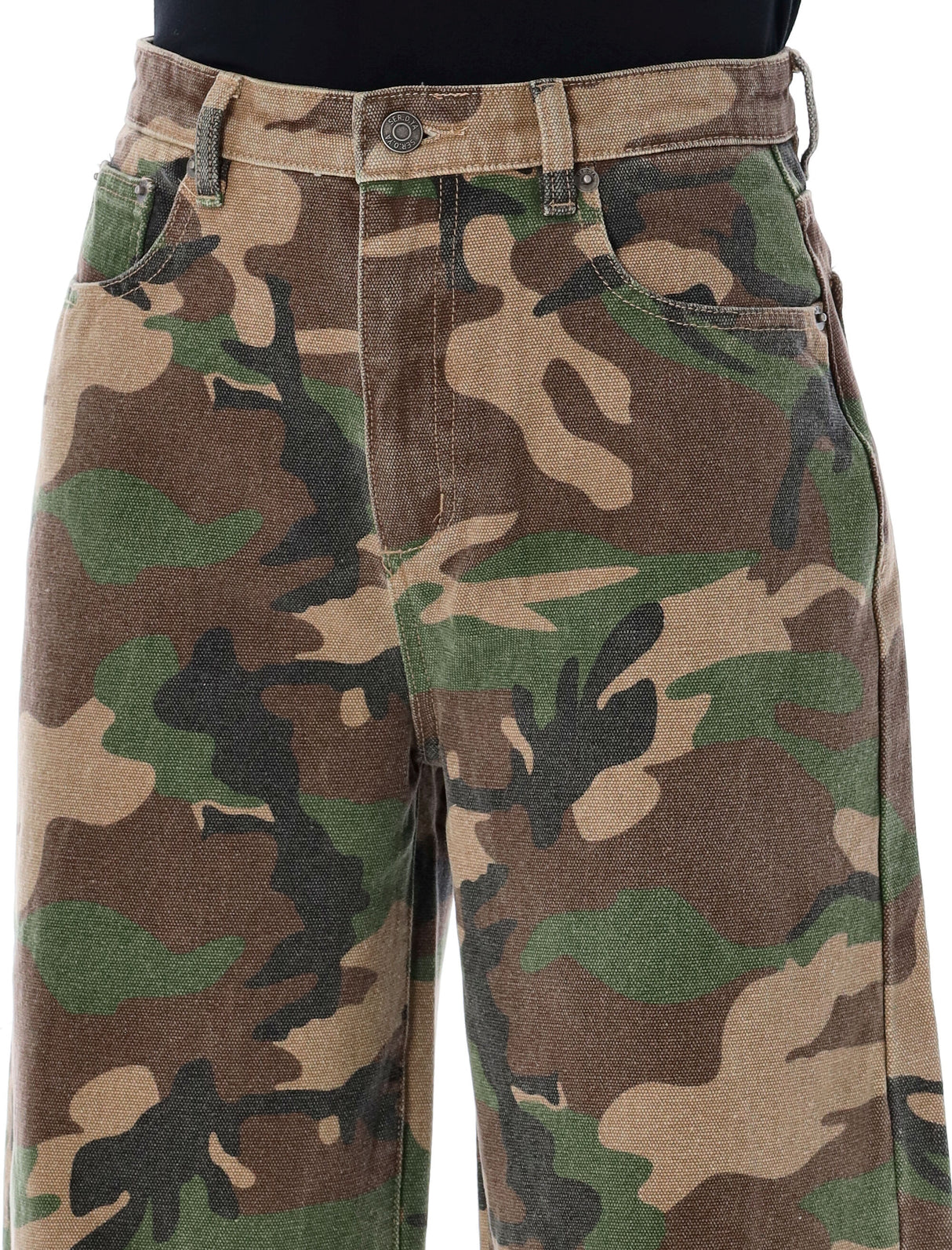 SEROYA NYC Mid Rise Camo Denim Barrel-Leg Jeans - Size 26