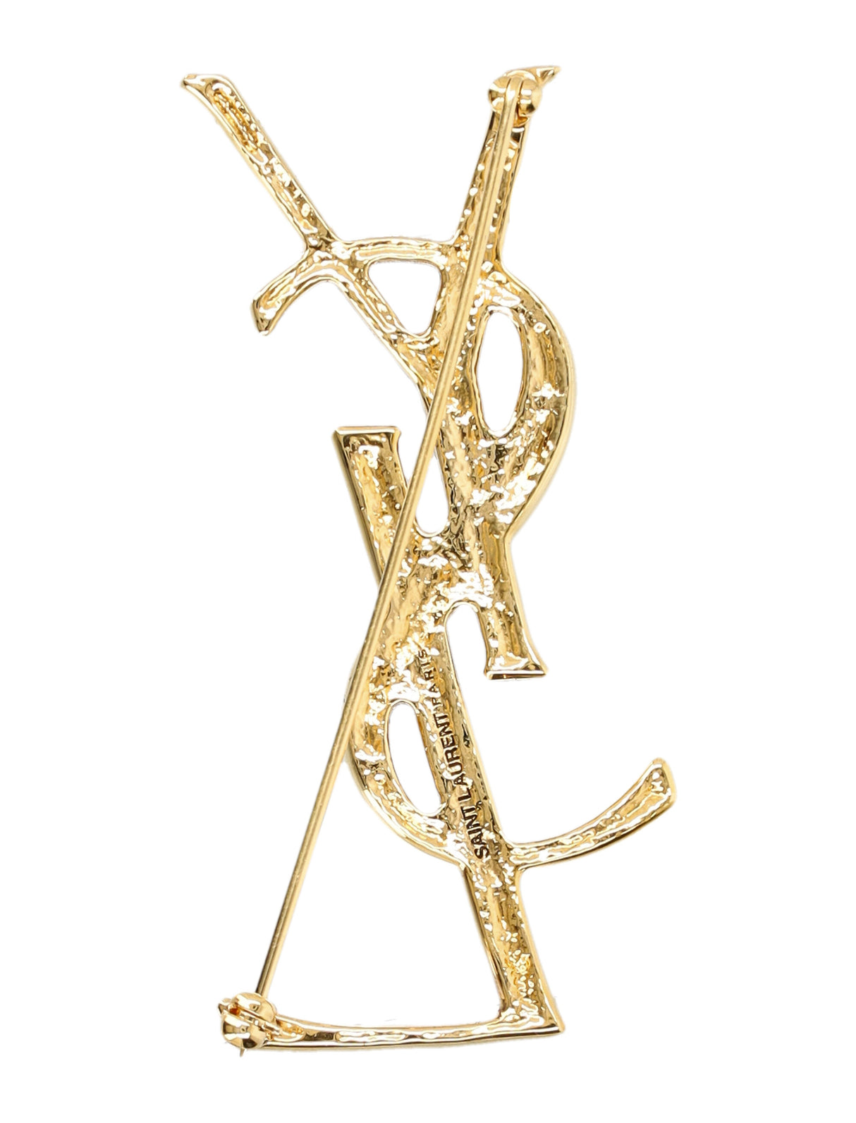 SAINT LAURENT Opulent Monogram Crocodile Texture Brooch