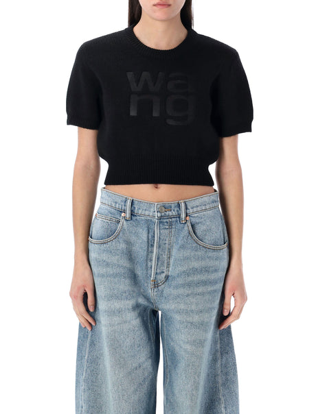 T BY ALEXANDER WANG Cropped Debossed Logo Sweater - Size S