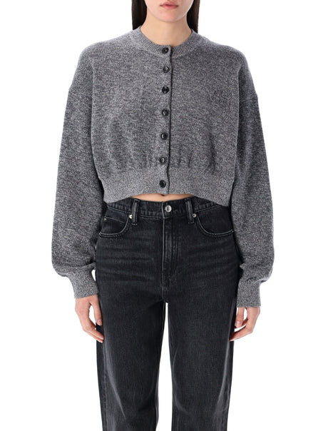 T BY ALEXANDER WANG Embossed Logo Cardigan - Slightly Cropped Fit