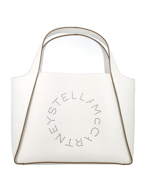 STELLA MCCARTNEY White Laser-Cut Tote Handbag by a Renowned Designer