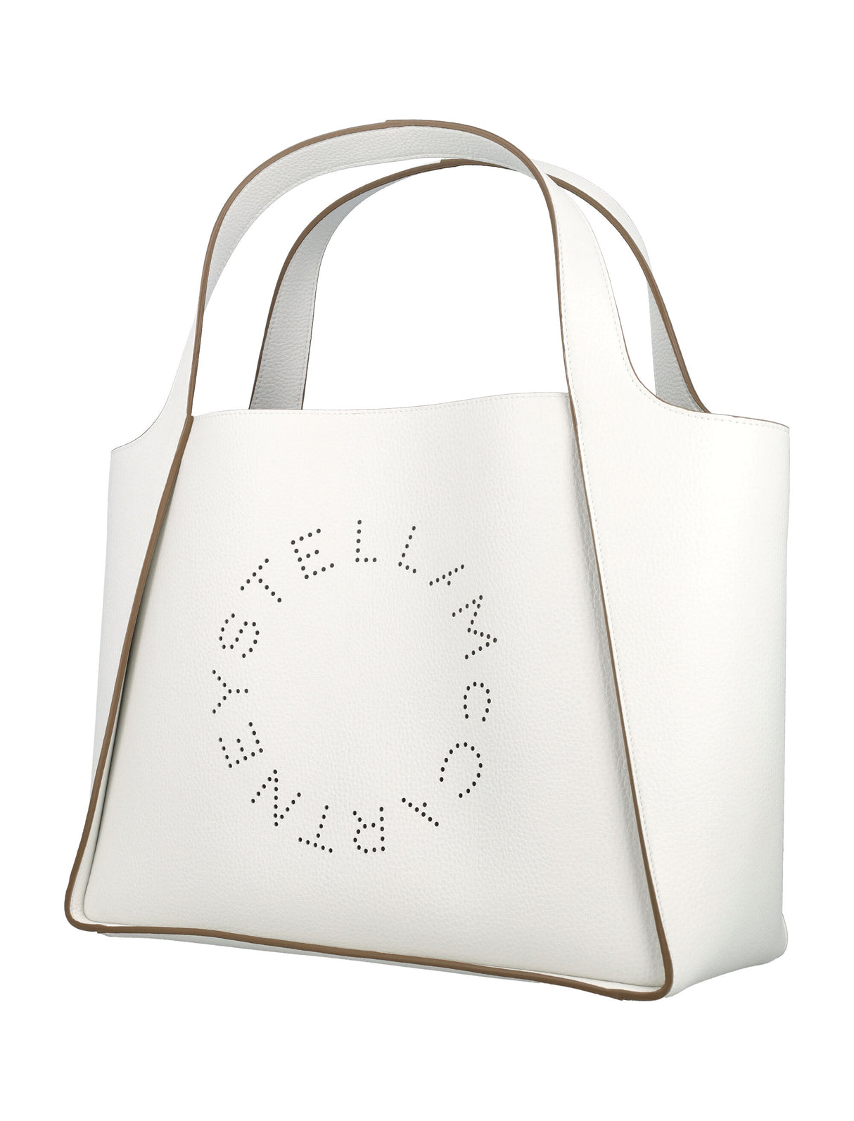 STELLA MCCARTNEY White Laser-Cut Tote Handbag by a Renowned Designer