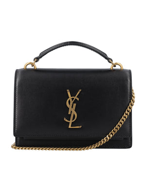 SAINT LAURENT Elegant Sunset Mini Handbag with Gold-Tone Monogram - 13x20.5x5cm