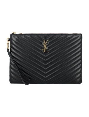 SAINT LAURENT Mini Chevron Quilted Pouch Handbag