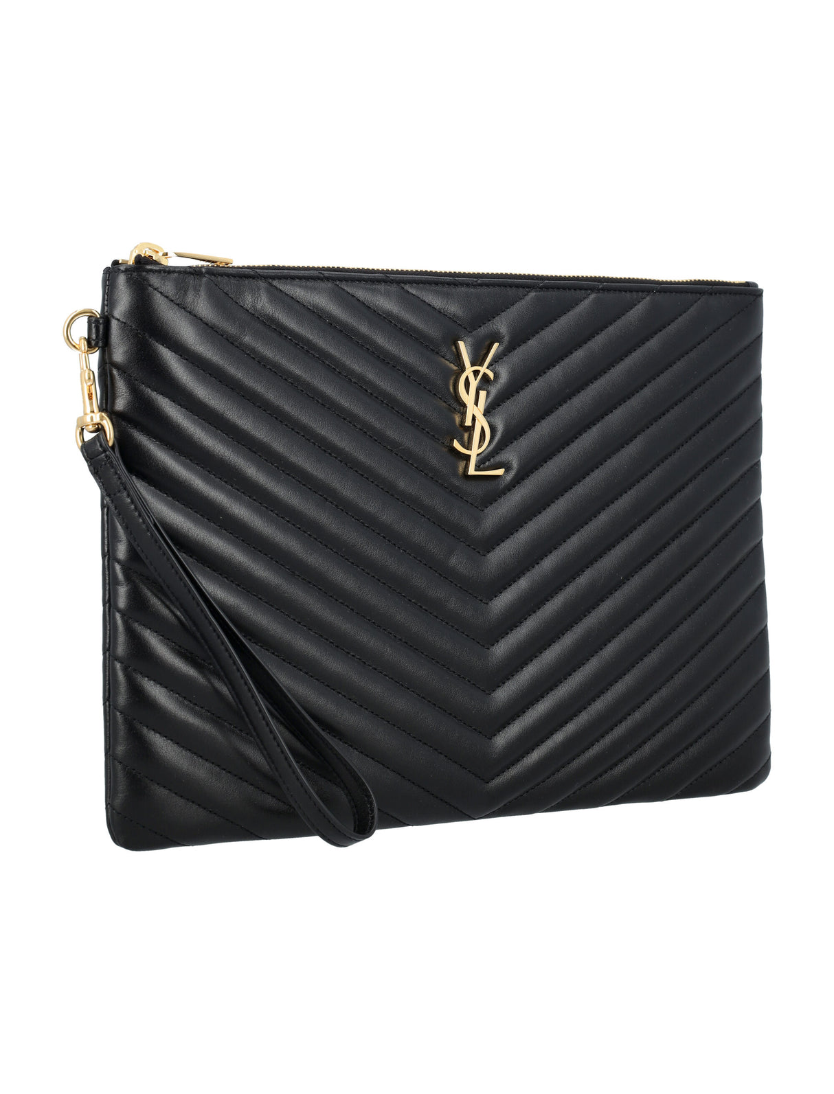 SAINT LAURENT Mini Chevron Quilted Pouch Handbag