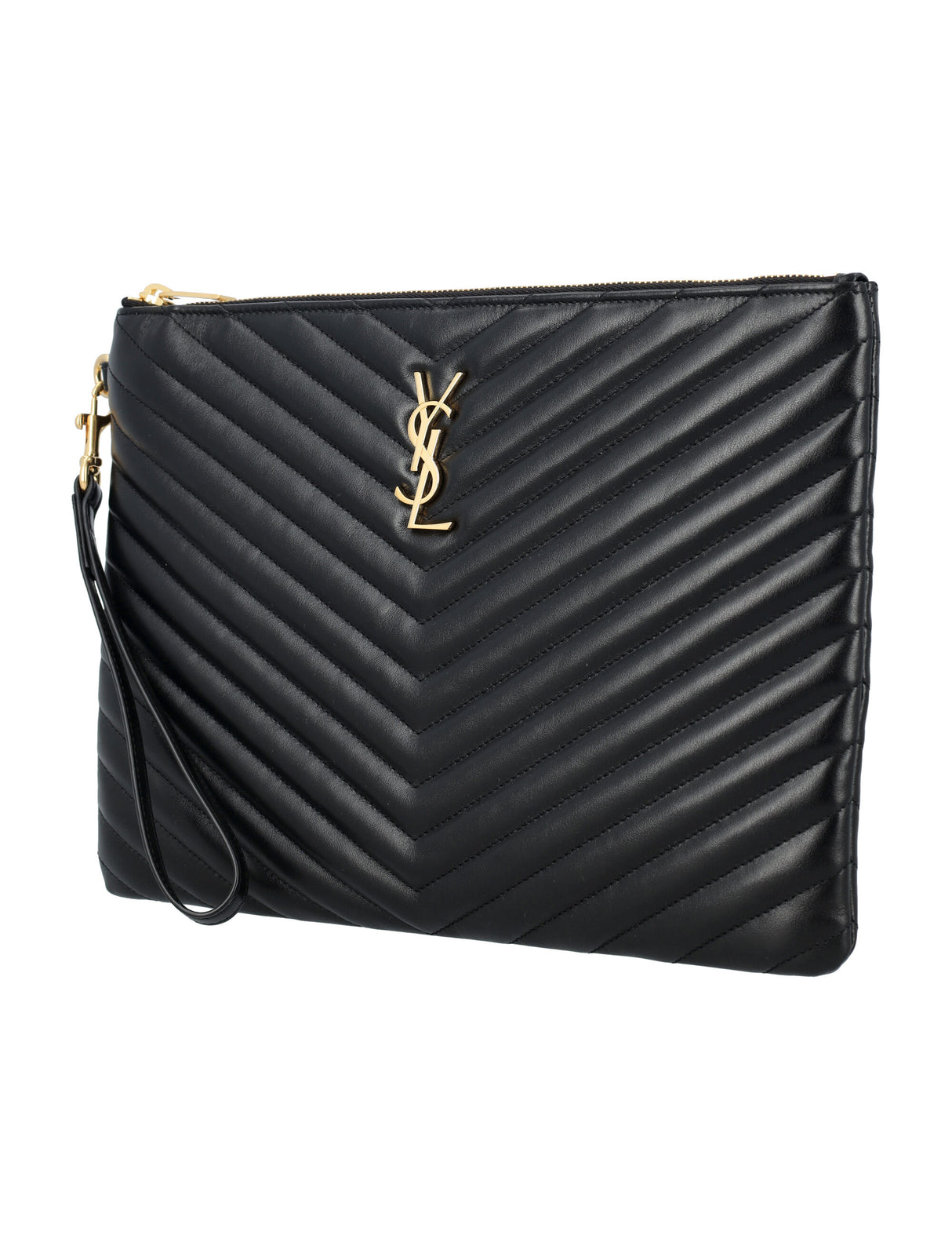 SAINT LAURENT Mini Chevron Quilted Pouch Handbag