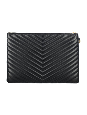 SAINT LAURENT Mini Chevron Quilted Pouch Handbag