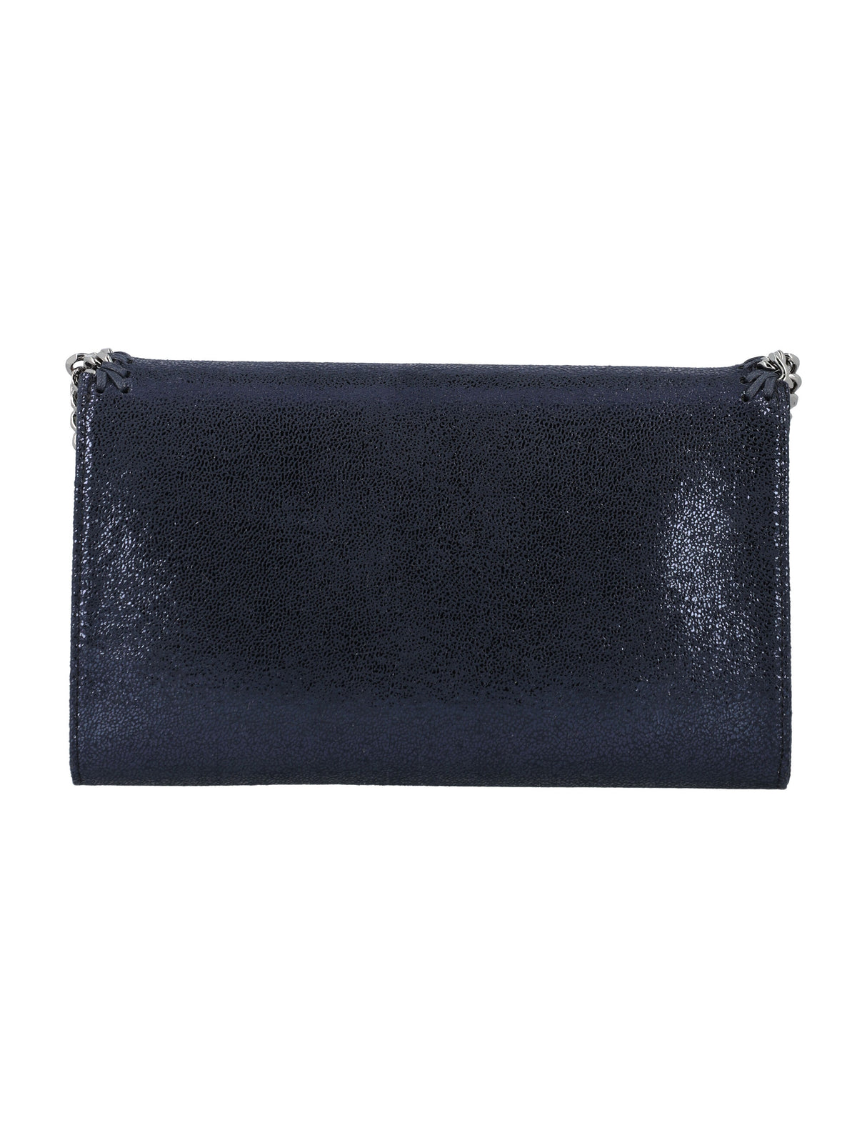 STELLA MCCARTNEY Mini Falabella Flap Shiny Handbag with Brass Chain Strap - Black, 14x23x3 cm