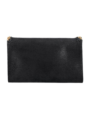 STELLA MCCARTNEY Eco-Friendly Mini Black Crossbody with Gold Chain Detail, 13x21.5x3.5 cm