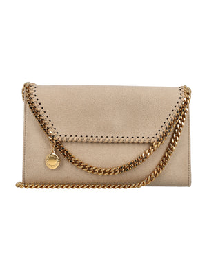 STELLA MCCARTNEY Butter Cream Mini Falabella Eco Shaggy Deer Crossbody Bag with Gold Chain - 13x21.5x3.5 cm