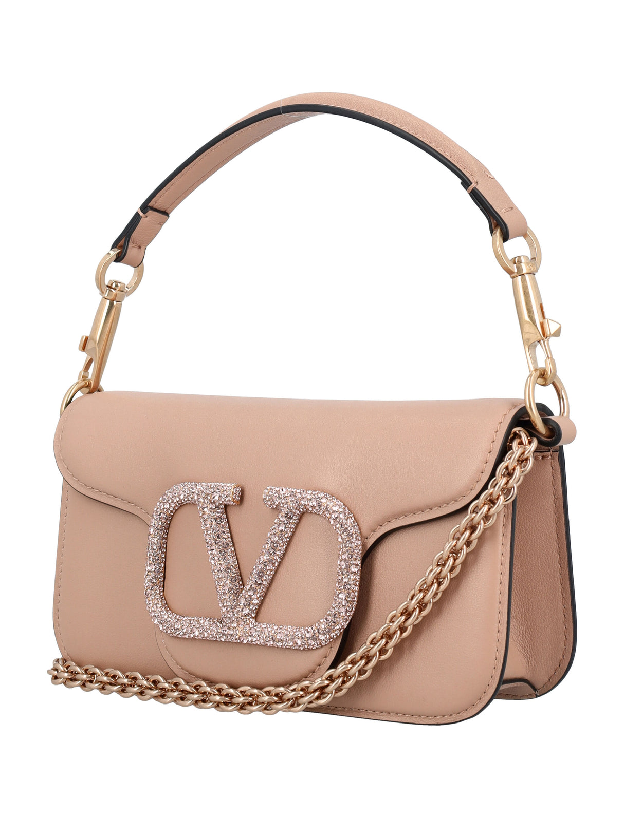 VALENTINO GARAVANI Elegant Mini Crystal Shoulder Bag with VLogo - 11x19.5x5.5 cm