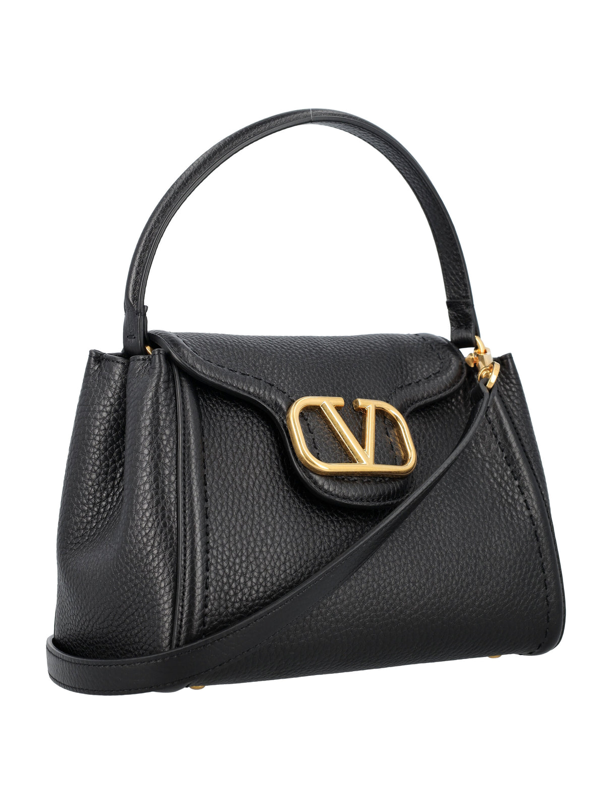 VALENTINO GARAVANI Elegant Mini Top Handle Handbag with Gold-Tone Details - 18x23x11.5 cm