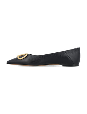 VALENTINO GARAVANI Signature VLOGO Leather Pointed Ballerinas