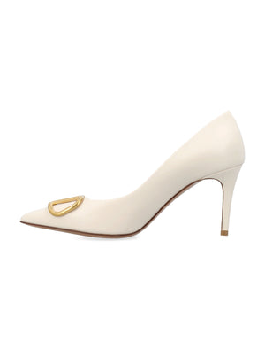 VALENTINO GARAVANI Chic Pointed-Toe Kitten Heel Pumps with V-Logo Detail - 3 Inch Heel