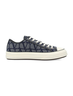 VALENTINO GARAVANI Iconic Denim Canvas Sneakers with Monogram