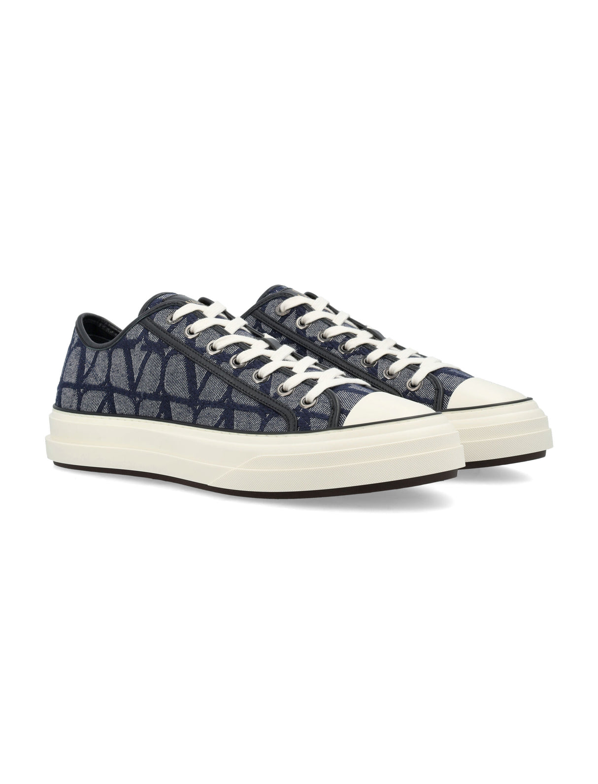 VALENTINO GARAVANI Iconic Denim Canvas Sneakers with Monogram