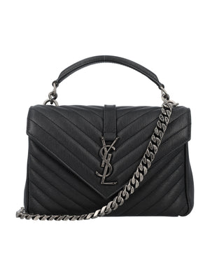 SAINT LAURENT Elegant Mini Black Leather College Handbag