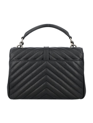 SAINT LAURENT Elegant Mini Black Leather College Handbag