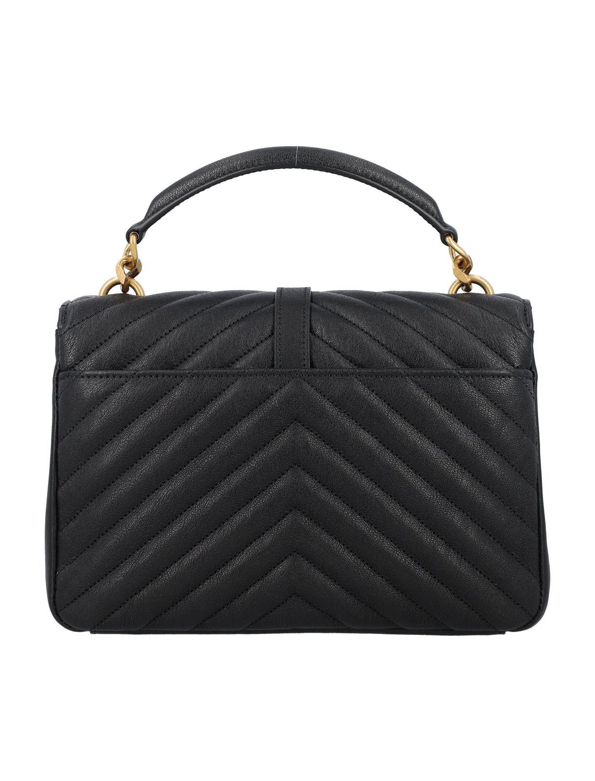 SAINT LAURENT Elegant Black Leather Mini College Handbag