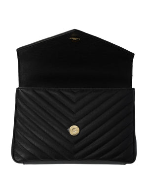 SAINT LAURENT Elegant Black Leather Mini College Handbag