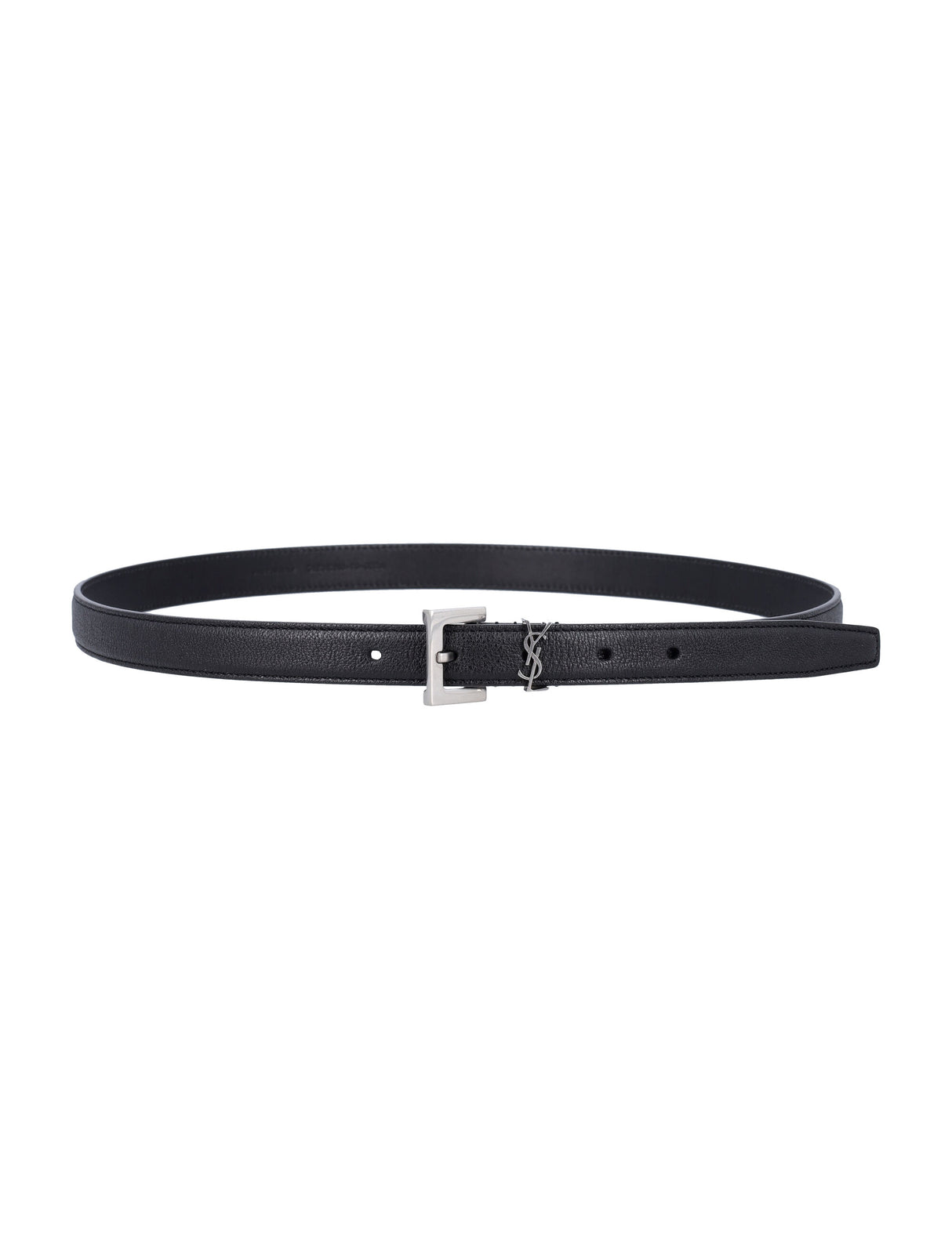 SAINT LAURENT Sleek Mini Cassandre Men's Leather Belt - 2cm