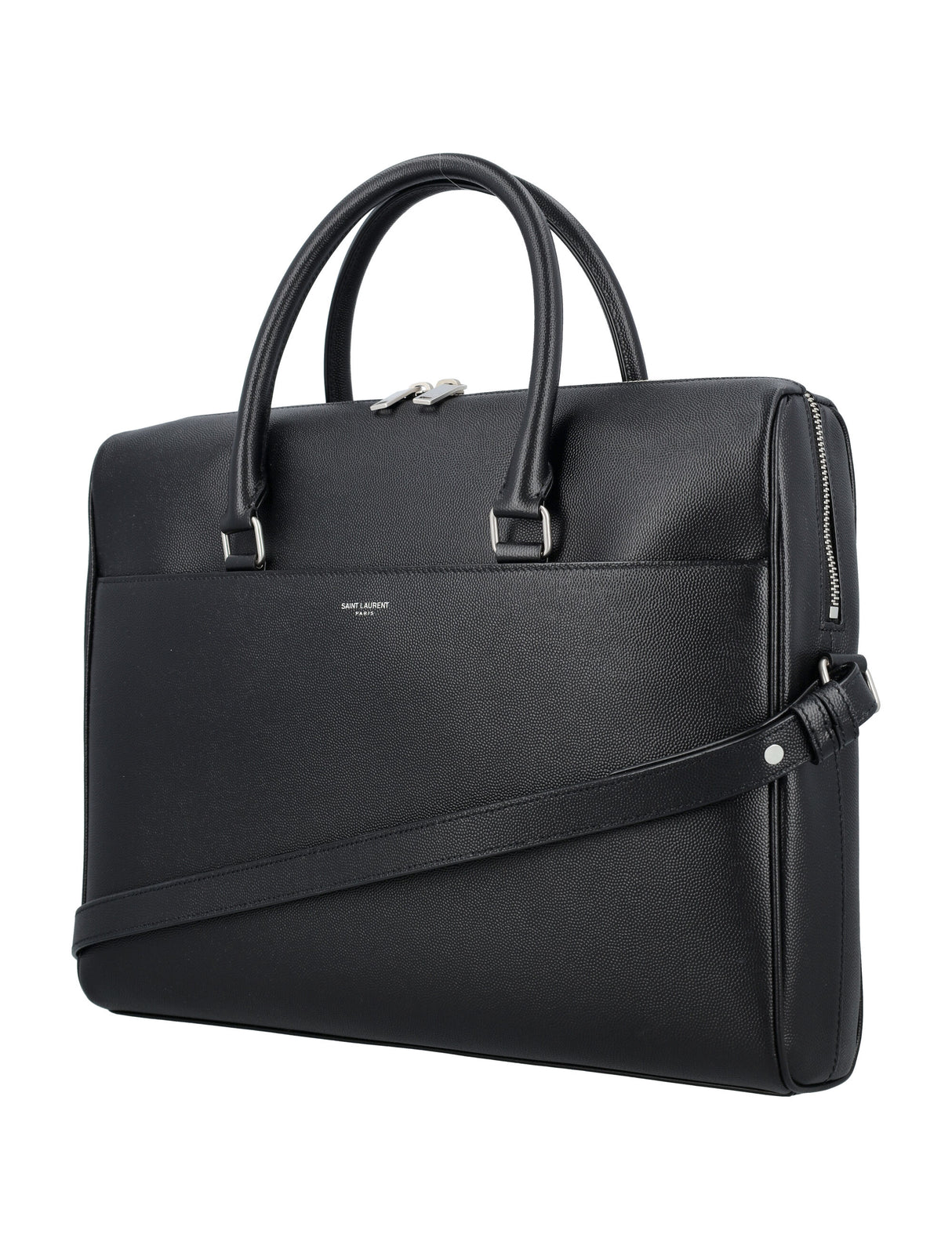 SAINT LAURENT Elegant Grain Leather Duffle Briefcase - 28cm x 37cm x 8cm