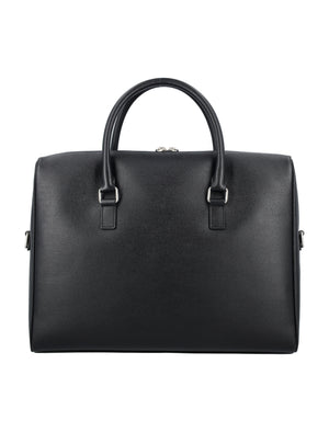 SAINT LAURENT Elegant Grain Leather Duffle Briefcase - 28cm x 37cm x 8cm