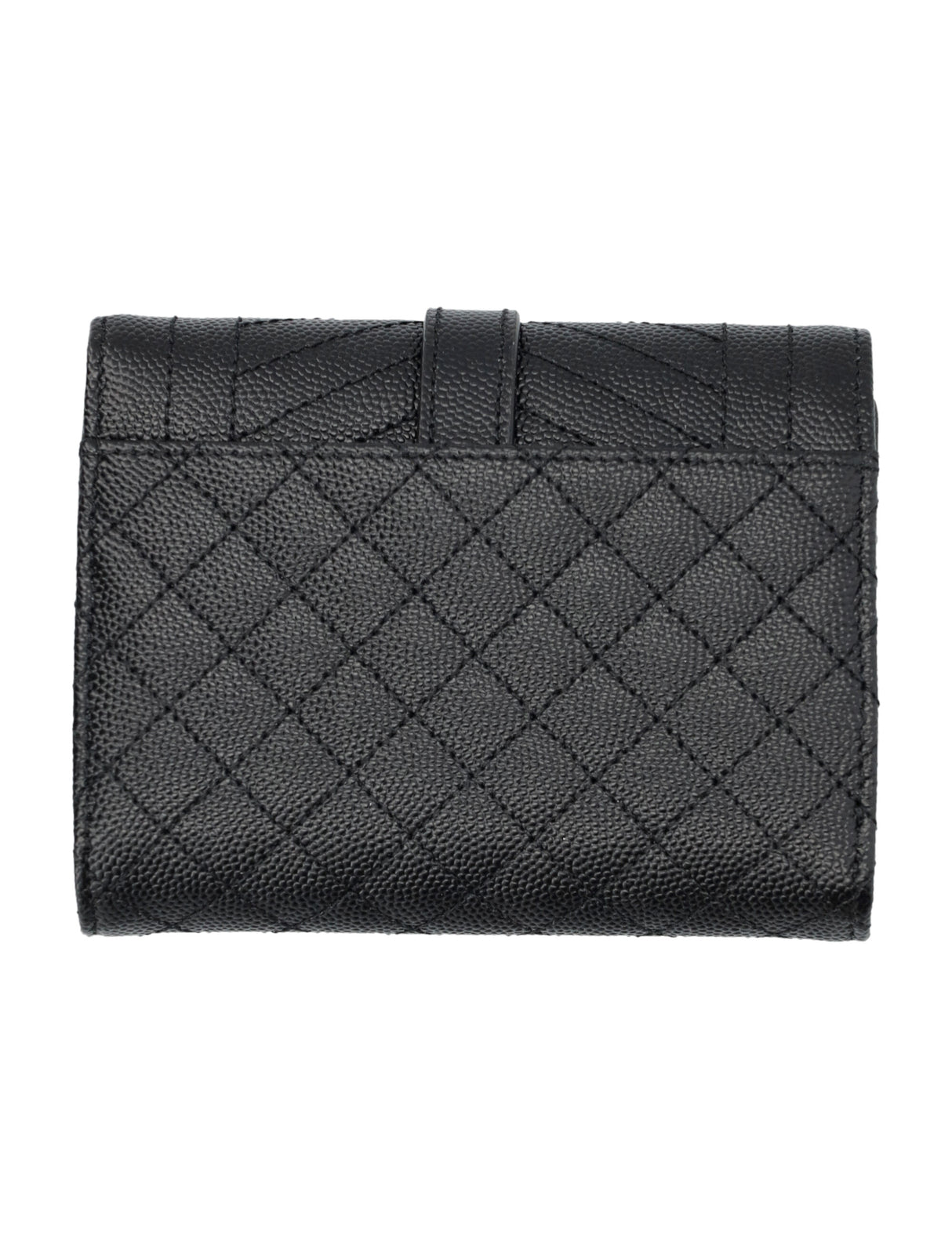 SAINT LAURENT Elegant Chevron Quilted Mini Wallet with Iconic YSL Monogram - 10.5cm x 13cm x 3cm