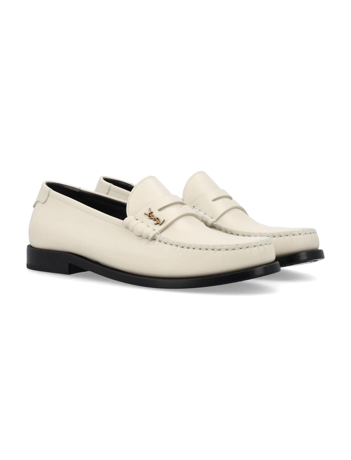 SAINT LAURENT Men's Luxury Loafers with Antique Gold Detailing