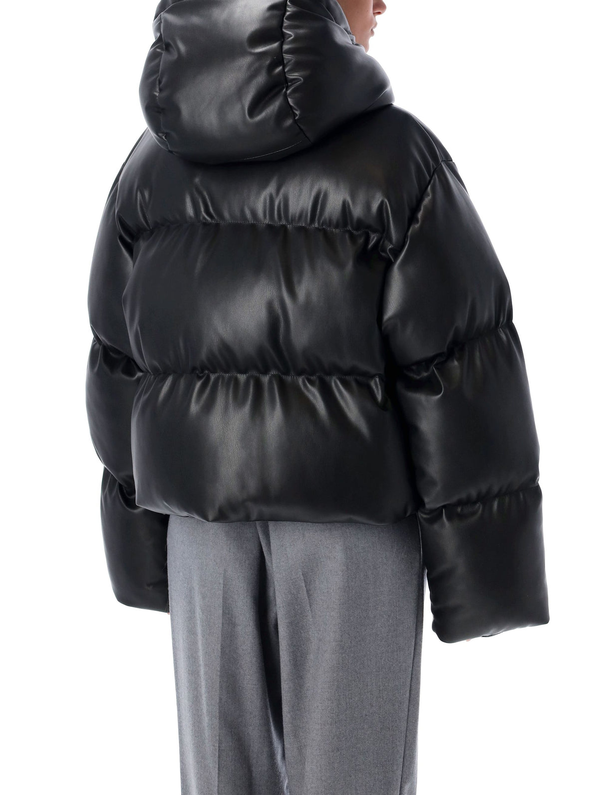 STELLA MCCARTNEY Eco-Friendly Hooded Faux Leather Down Jacket