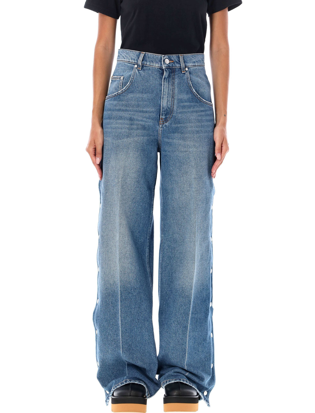 STELLA MCCARTNEY High-Waisted Wide-Leg Denim Trousers - Size 26