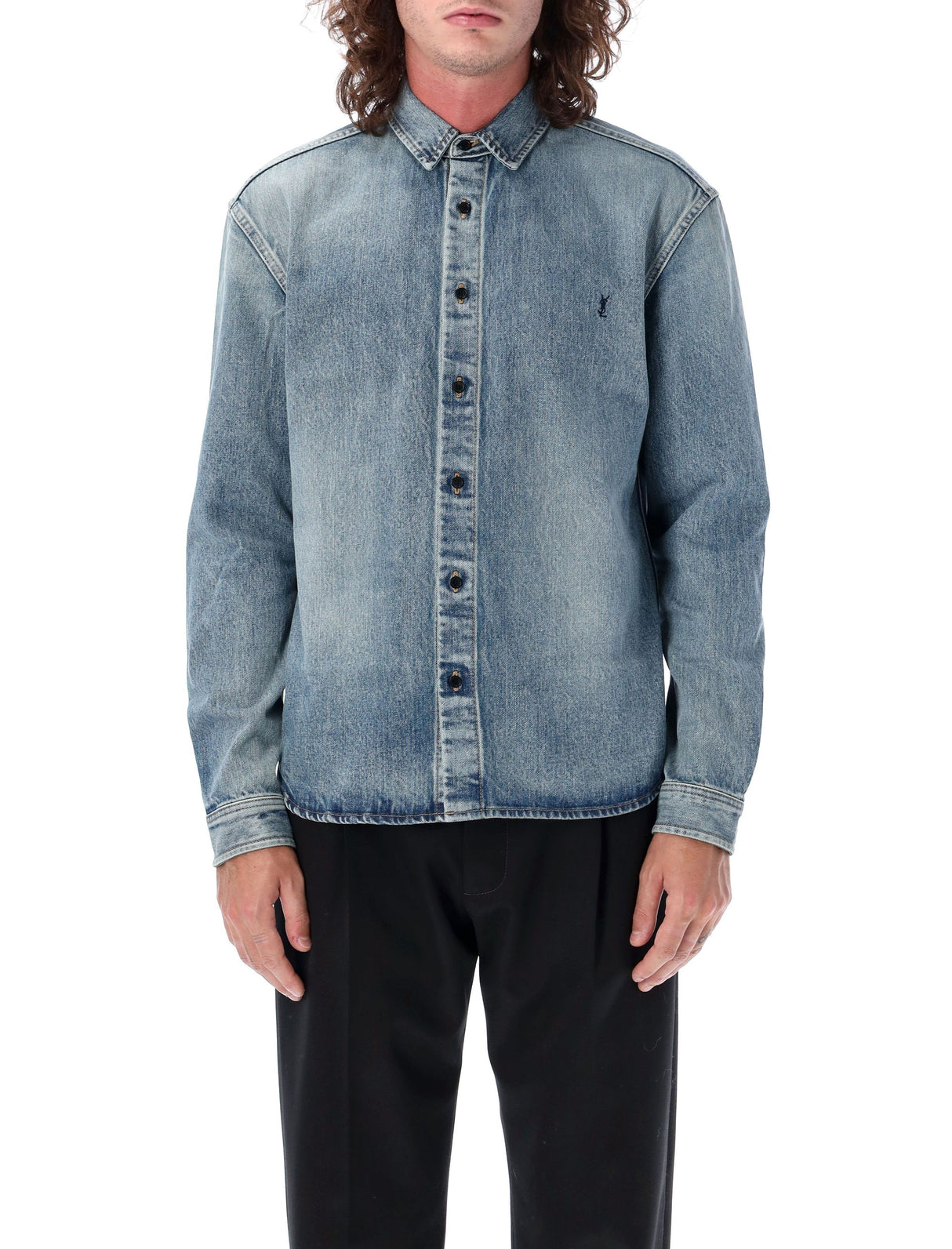 SAINT LAURENT Chic Denim Button-Up Shirt