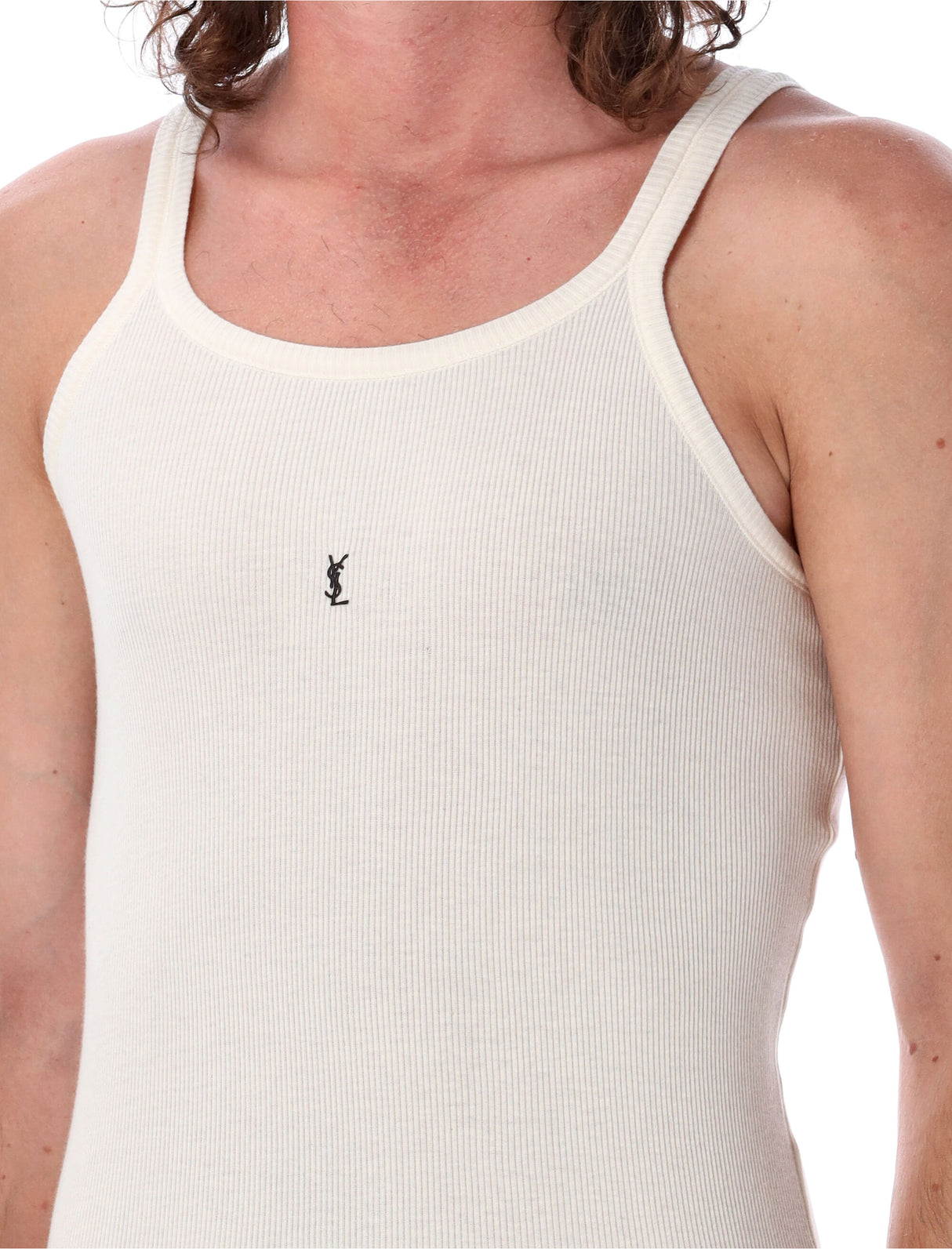 SAINT LAURENT Elegant Ribbed Logo Tank Top