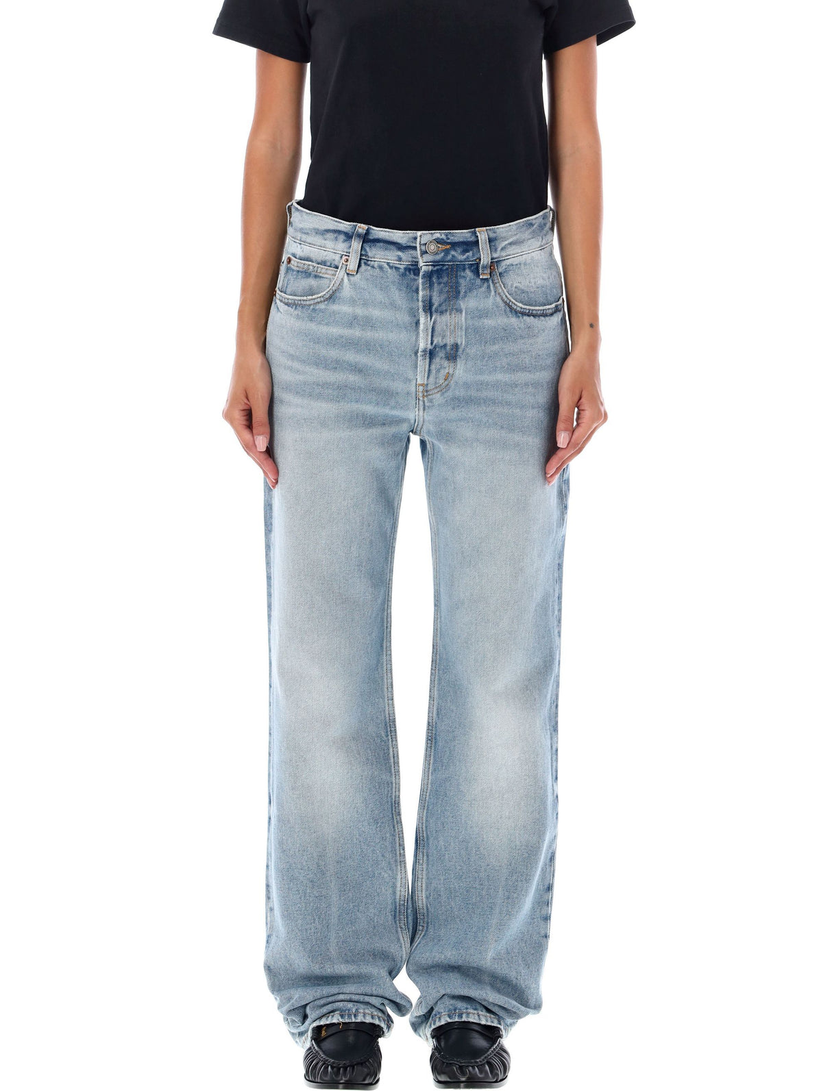 SAINT LAURENT Light Wash Wide-Leg Denim Pants