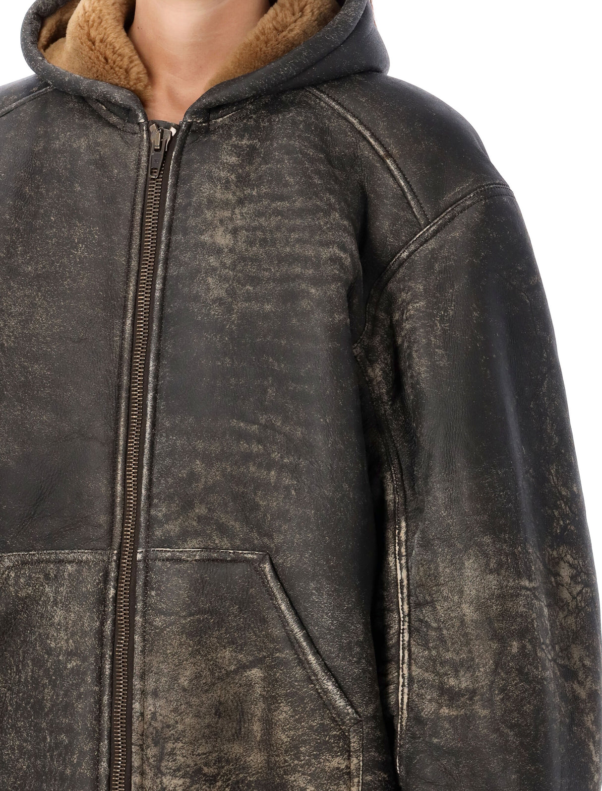 BALENCIAGA Luxury Hooded Shearling Bomber Jacket