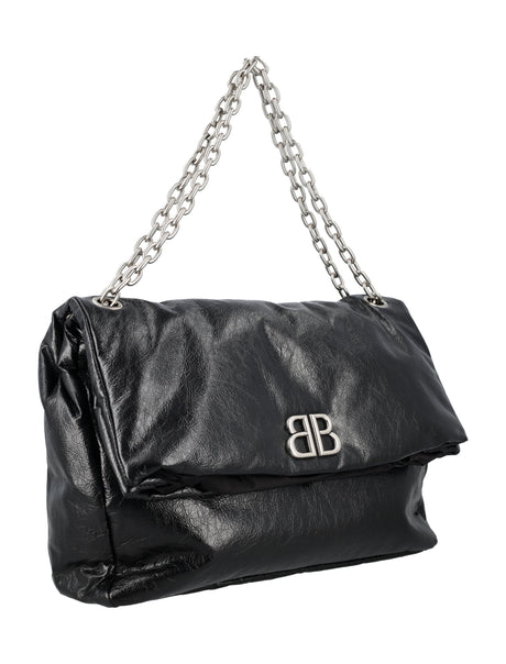 BALENCIAGA Chic Monaco Chain Handbag with Silver Logo – 32x43x10 cm