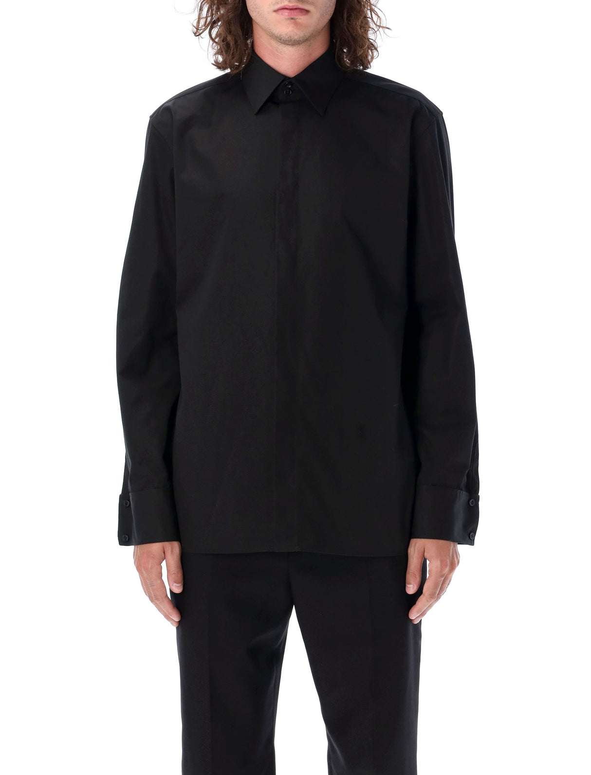 SAINT LAURENT Elegant Black Silk Shirt for Men - Size 41