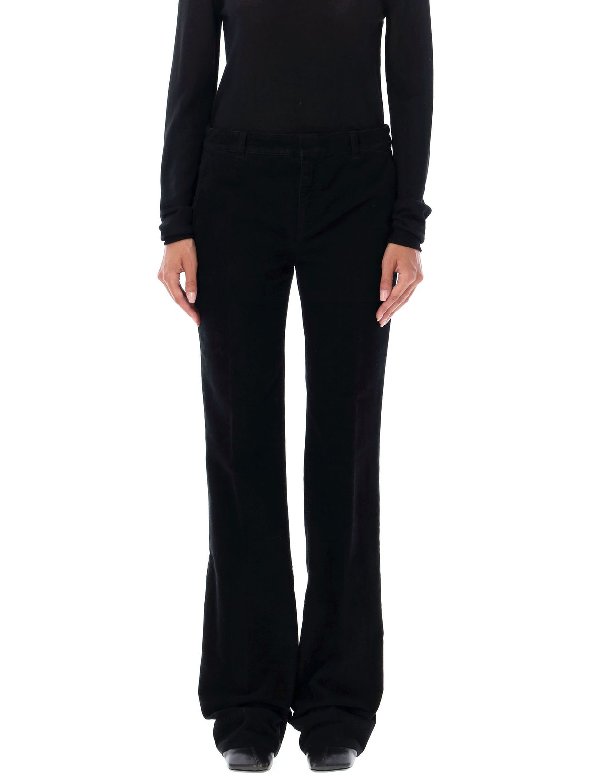 SAINT LAURENT Chic Black Corduroy Flare Pants