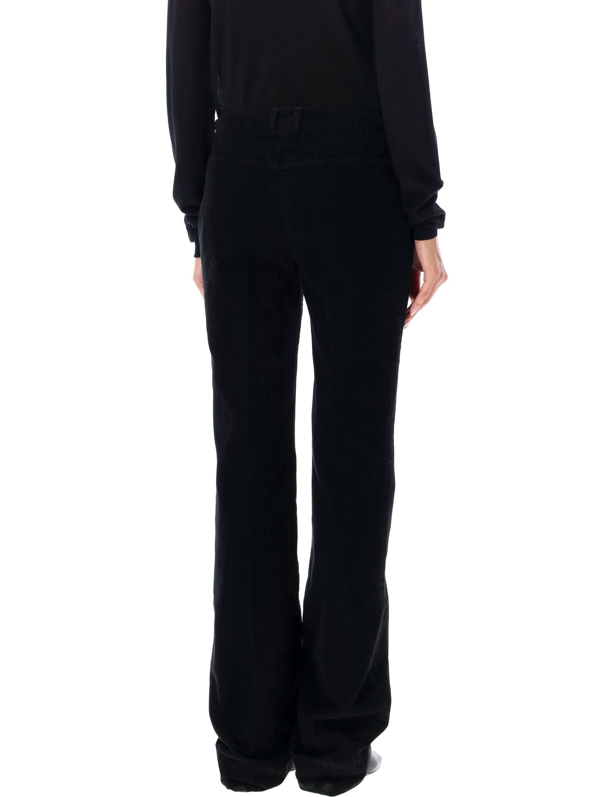 SAINT LAURENT Chic Black Corduroy Flare Pants