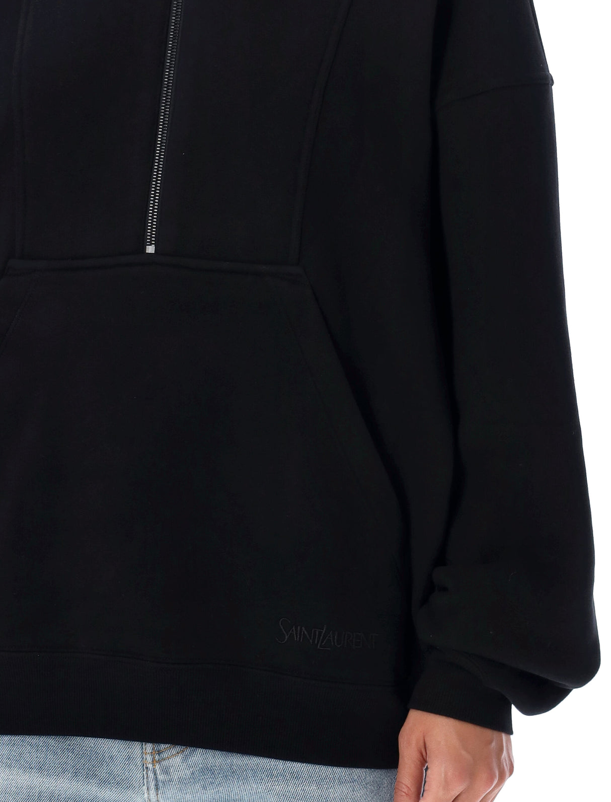 SAINT LAURENT Luxury Oversized Half-Zip Cotton Hoodie