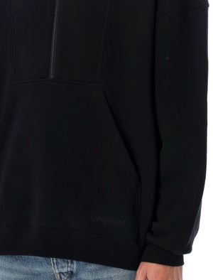 SAINT LAURENT Relaxed Fit Logo Fleece with Half-Zip Closure - Size L