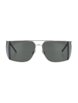 SAINT LAURENT Aviator Wrap-Around Silver Sunglasses