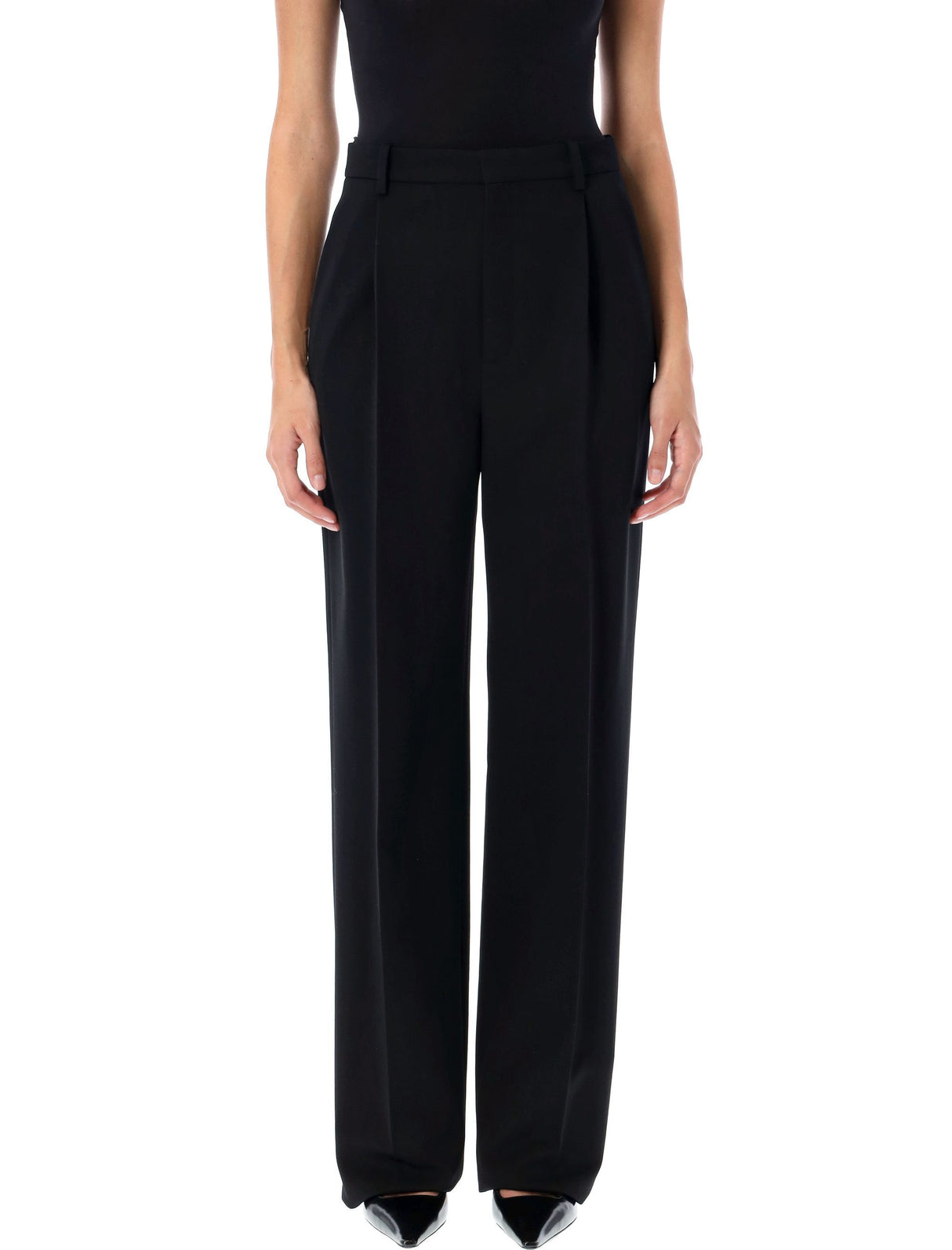 SAINT LAURENT Mid-Rise Relaxed Straight Leg Pants