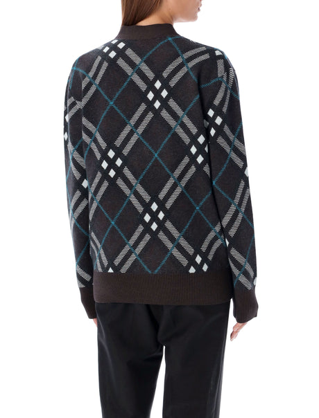 BURBERRY Checkered Design Oversized Cardigan for Women - Size S